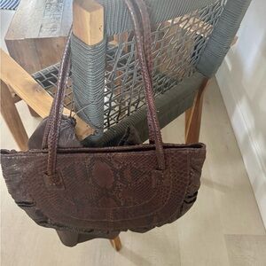 Milano Brown Snakeskin Shoulder Bag Made in Italy